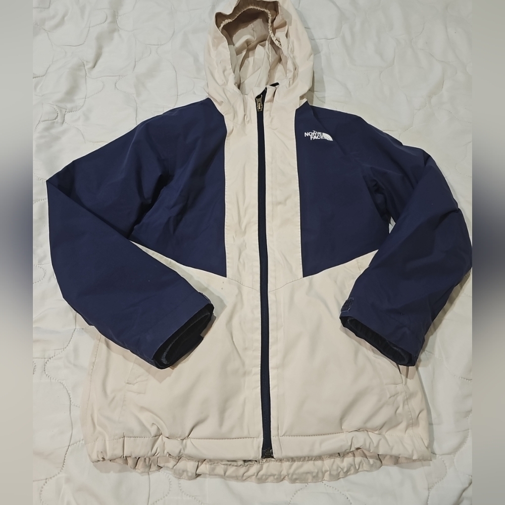 North Face‎ Girl's Insulated Jacket Navy Beige Size M 10-12